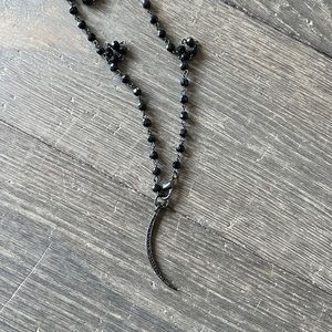 Marlyn Schiff black crescent moon necklace NWT